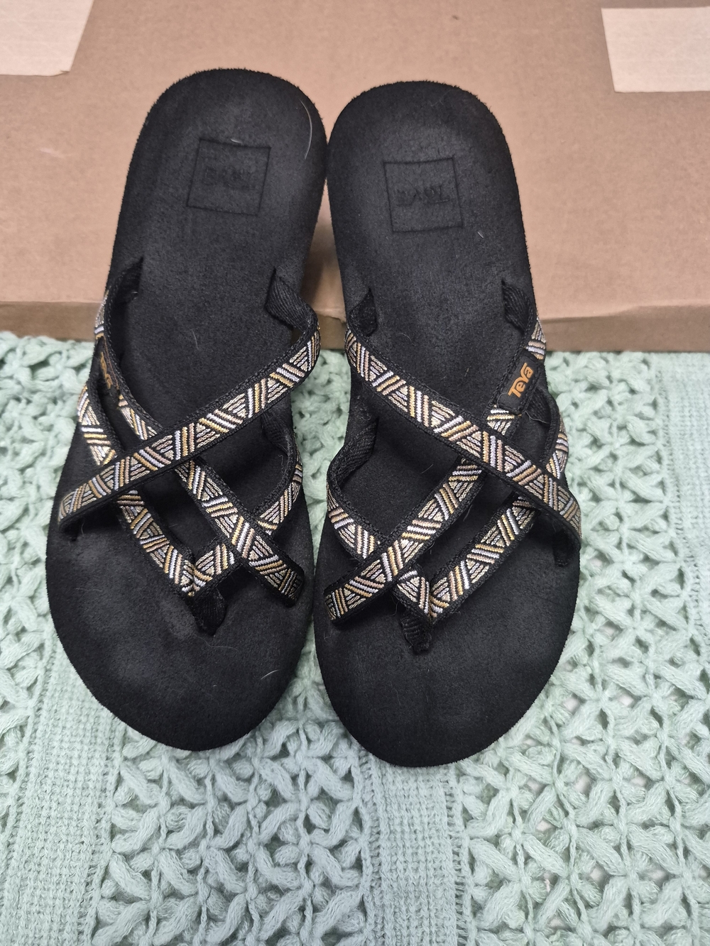 Teva Women's Black/Gold Strappy Sandals